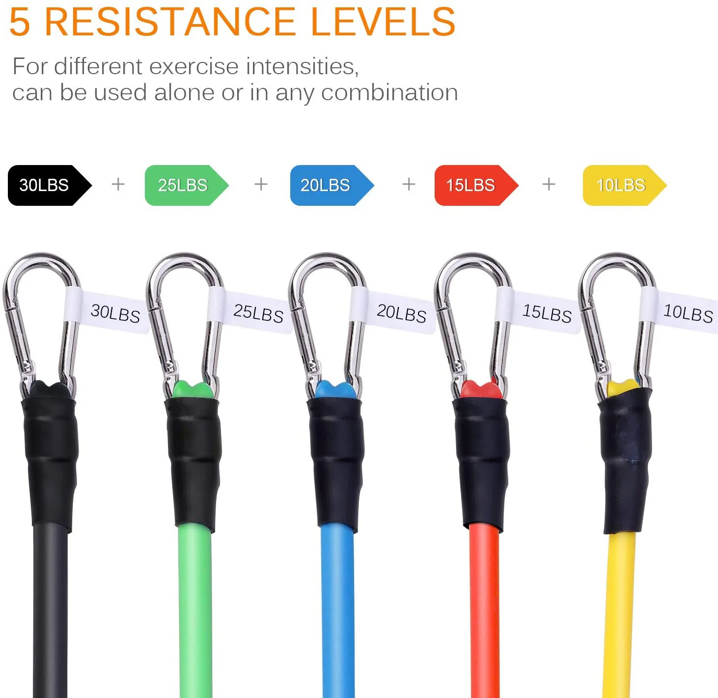 Resistance Bands Set for Working Out, Up to 150 lbs, for Indoor and Outdoor Sports, Fitness, Suspension, Speed, 15Pcs