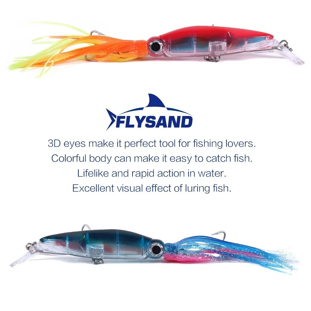 FLYSAND Large Simulation Squid Hard Fishing Lures Baits Lifelike Swimbait Octopus Bait With 2 Treble Hooks Fishing Accessory