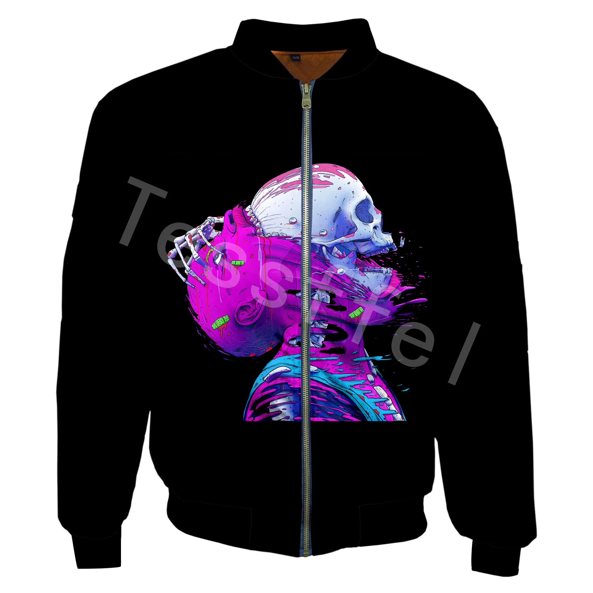 

Tessffel Artistic Amazing Cool Skulls 3D Print New Fashion Bomber Jacket Winter Thick Men Zipper Oversize Casual Flight Coat S28