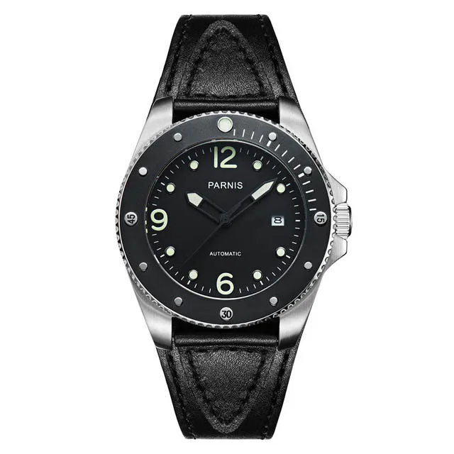 Relógio de pulso de mergulho masculino, relógios automáticos masculinos PARNIS esporte homem relógio de pulso mecânico 100m relógio à prova d'água luminoso relogio de luxo