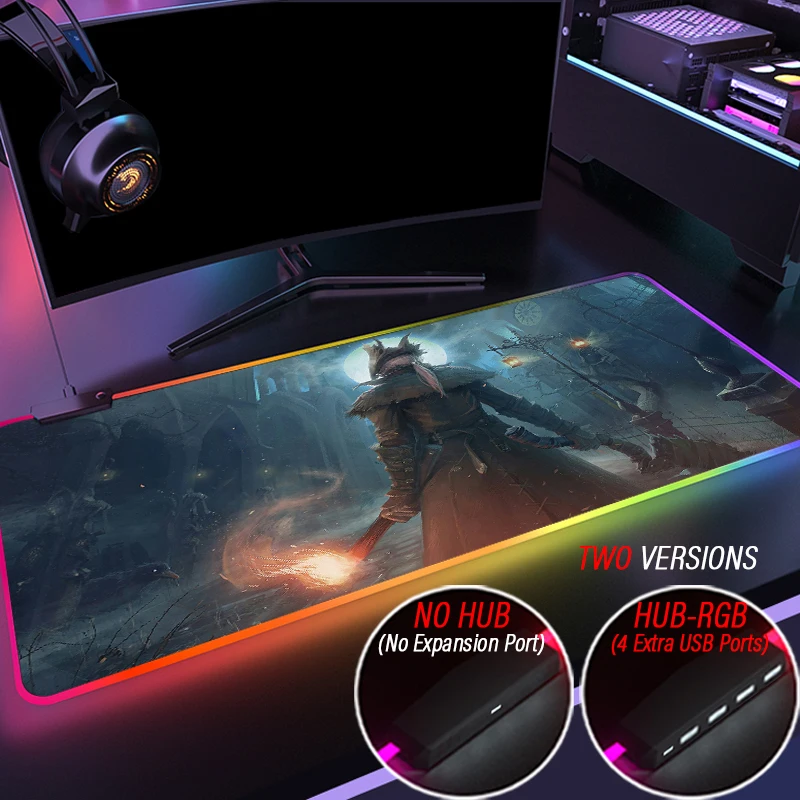 

Светящийся коврик для мыши Hunter с RGB потоком крови, персонализированный игровой коврик для мыши с высокой скоростью, аксессуары для ПК, Настольный коврик