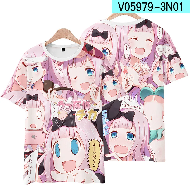 Japan Anime Kaguya Sama Love Is War T Shirt Women Men 3D Print Shinomiya Kaguya Fujiwara Chika Graphic Tees Cosplay Costume