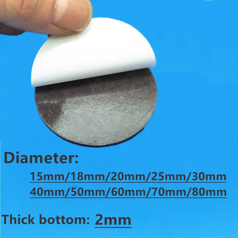 Disc Flexible Magnet 20mm 30mm 40mm 50mm 60mm 70mm 80mm with 3M self-adhesive 30x2 40x2 50x2 60x2 70x2 80x2 mm Thickness 2mm