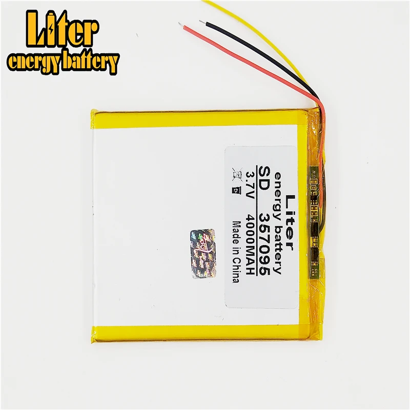 Three wire battery.3.7V 4000mah (polymer lithium ion battery) Li-ion battery for tablet pc 7 inch MP3 MP4 [357095]