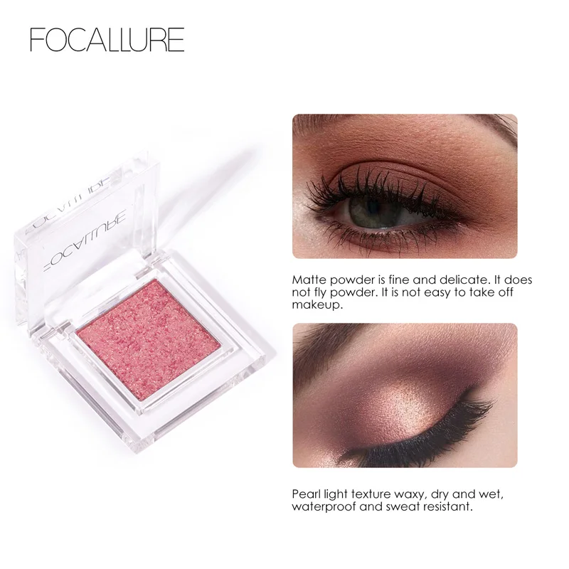 FOCALLURE 단색 아이 섀도우 메이크업 팔레트, 방수 매트 글리터 안료, 아이 섀도우 팔레트 쉬머 화장품