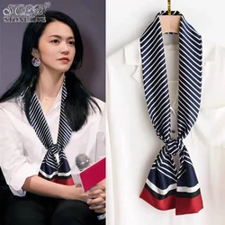 Japanese Changeable Scarf Spring Imitation Women‘s Silk Long Scarfs Fashion Printing Ladies Neck Scarves Hair Scarf 15CMX145CM