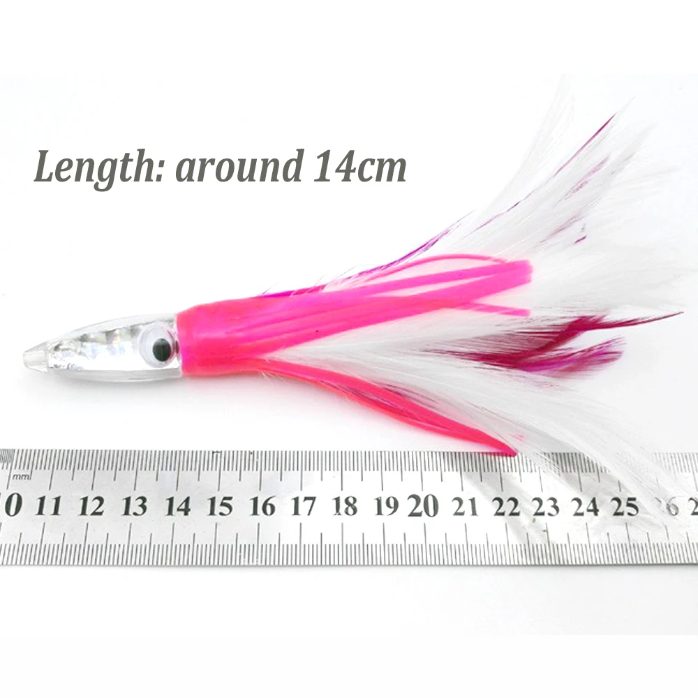 5PCS 14cm Mix Color Weighted Resin Head Sea Striker Tuna Wahoo Lure Sea Trolling Jigs Big Game Baits with Feather Tail Wholesale