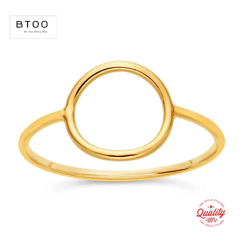 14K złoto wypełnione 10mm otwarte koło pierścień Boho minimalistyczny Knuckle pierścień złota biżuteria Anillos Mujer złote akcesoria pierścienie dla kobiet