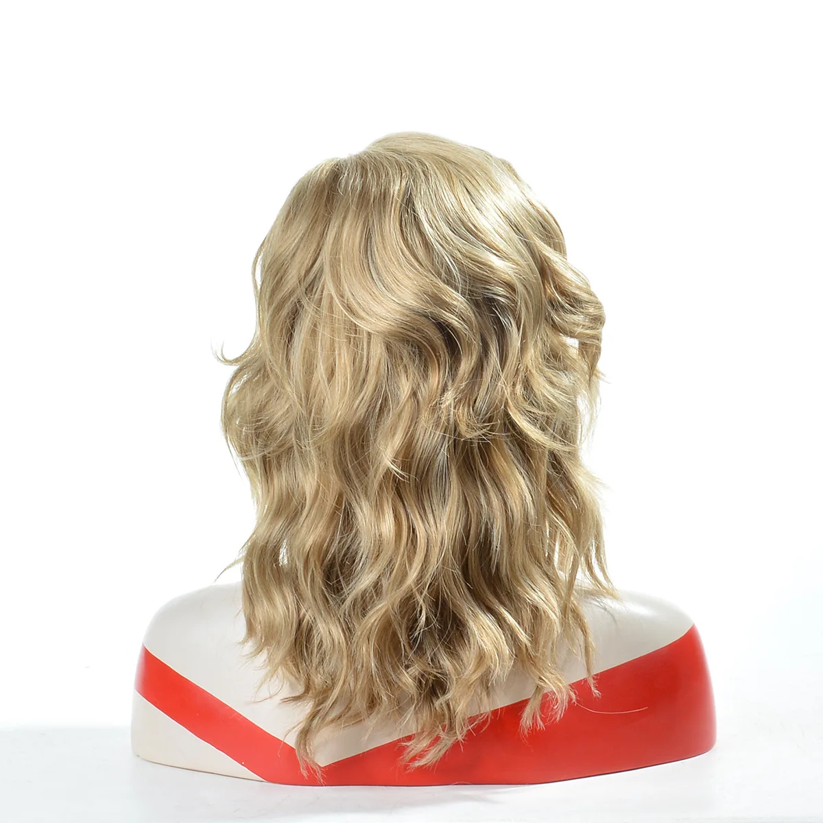 Lady Short Blonde Wavy Curly Wig Synthetic Wig With Side Part Bang For Women Daily Party Use Heat Resistant Fiber For Women