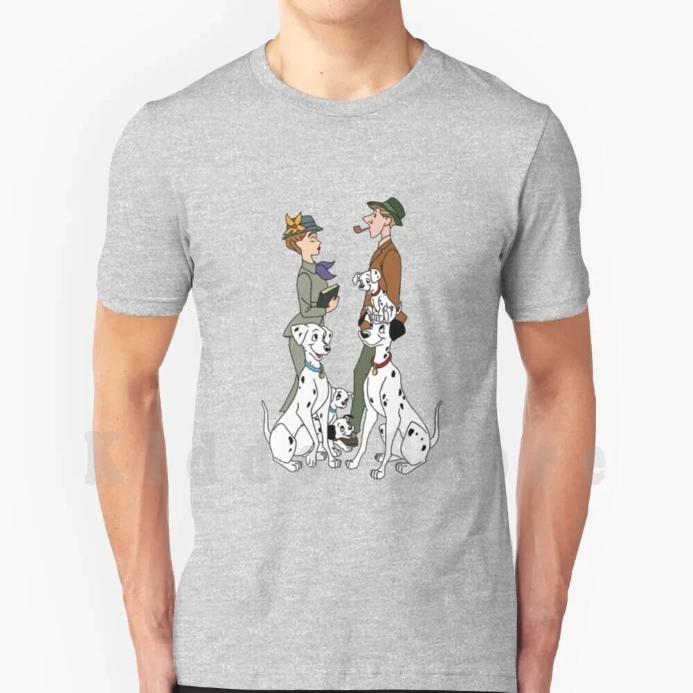 Camiseta 101 Dálmatas de Algodão Masculina Estampa DIY Estilosa Dalmatas Cães Anos 80 101dalmatas