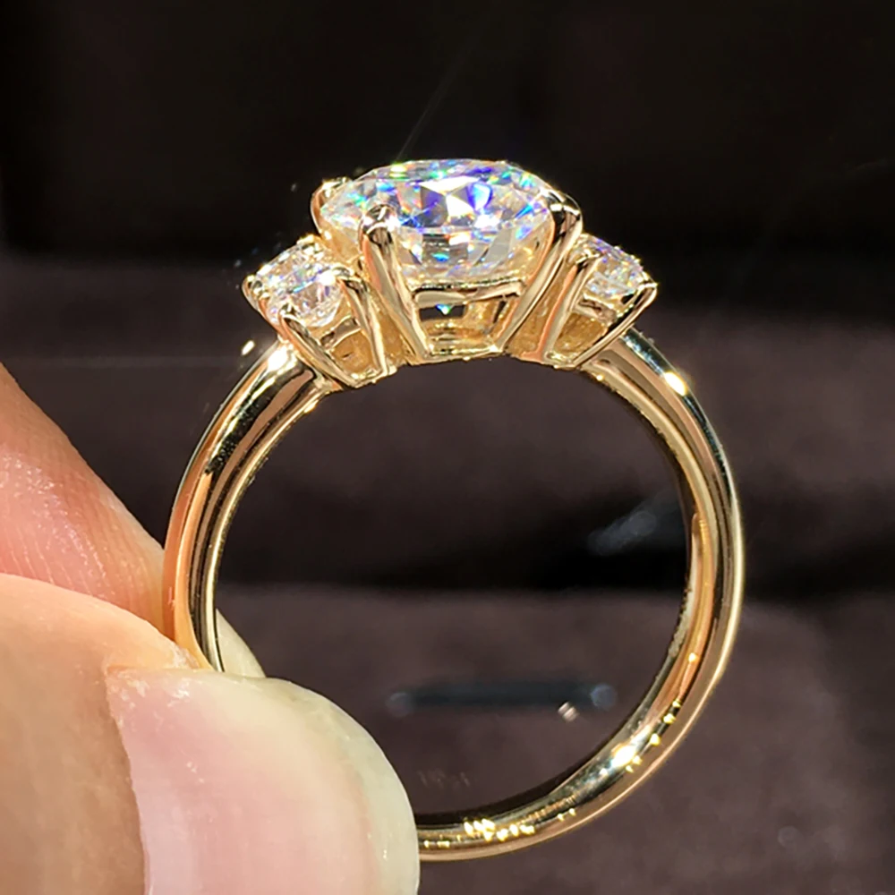 10K Au417  Yellow Gold We olny sell DVVS Moissanite Diamonds 1 2 3 4 5 Carat Round Wedding Ring