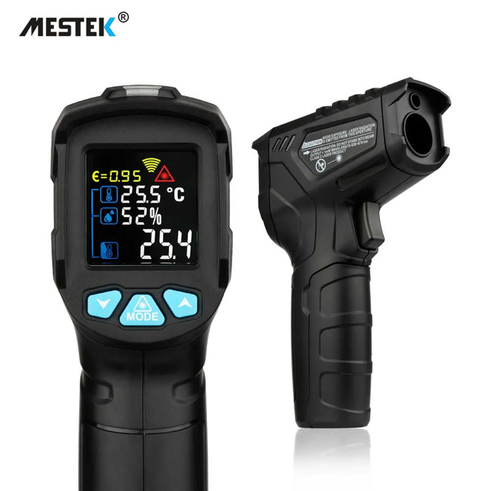 Mestek IR01 Series Digital Infrared Thermometer -50~380/550/800 degree Non-Contact Thermometer Gun thermometer With Color Screen