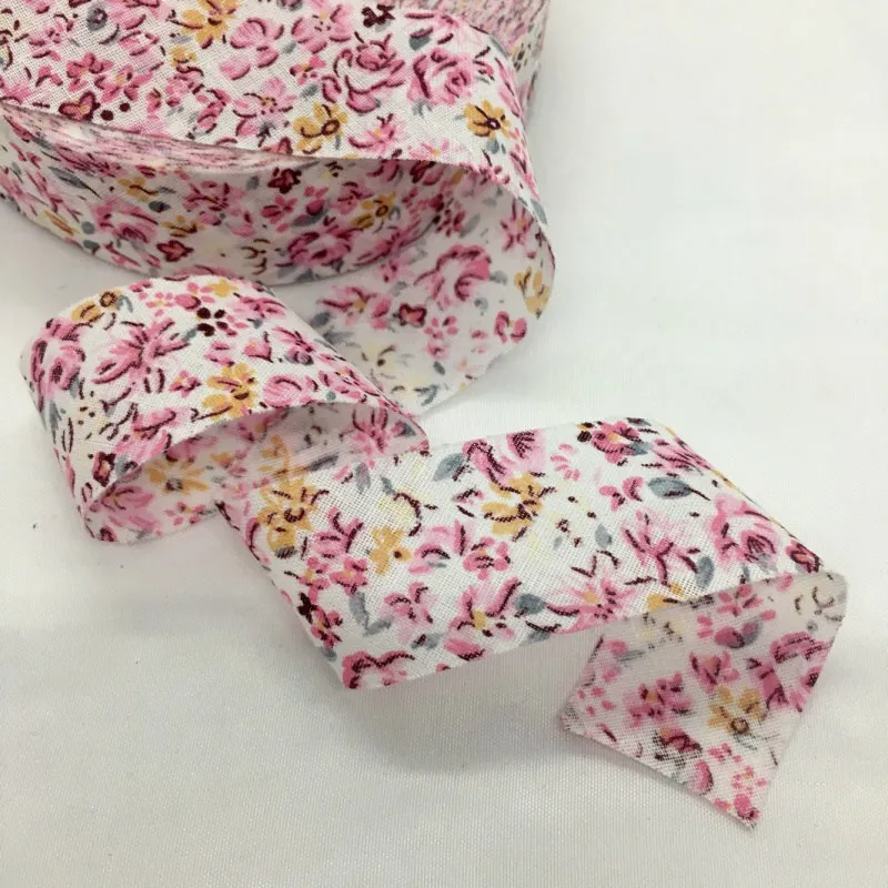 10Y Beautiful Flowers Cotton Polyester Fabrics Ribbon For Handmade DIY Craft Sewing Bias Binding Scrapbook Gift Floral Packing