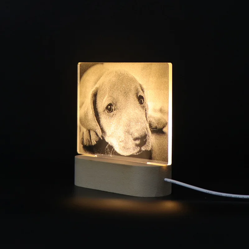 Dropshipping Photo&Text Customized 3D Night Light Desk Lamp Wooden Base Personalized Gift USB Power Bedroom Lamp Home Decor