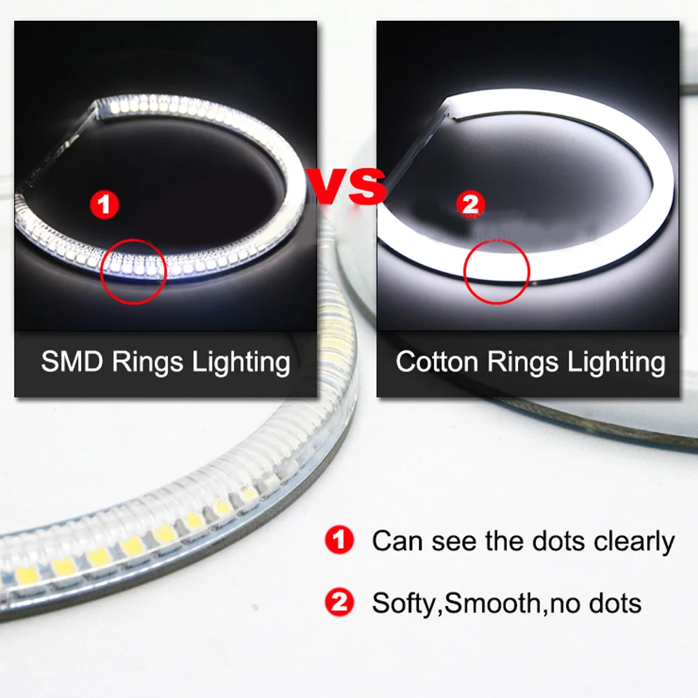 White Cotton LED Angel Eyes Headlight Kits for VW Volkswagen Golf 4 5 IV V 1998-2009 Auto Accessories Halo Ring Kits