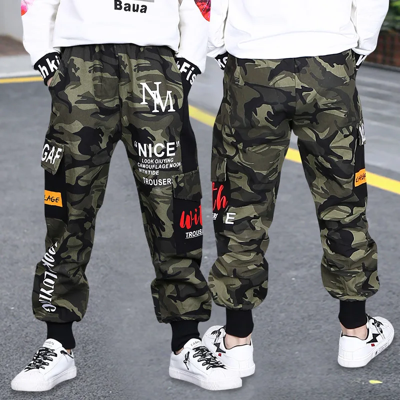 Autumn Fashion Camouflage Joggers Pants for Kids Boys Cotton Children Cargo Sport Pant Super Elastic Trousers Baby Clothes 3-15Y