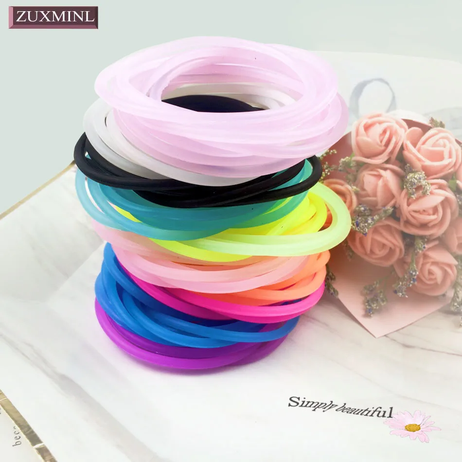 

100 pcs Women Colorful Hair Ties Silicone Elastic Hair Rubber Bands For Ponytail Holder Girls Hairbands Gum Children Accessories