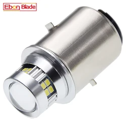 1個6v/12v dc BA20D H6 S1 ledバイクヘッドライト電球20SMD hi/loビームホワイト6000 6000kオートバイスクーター原付atv utvヘッドランプ