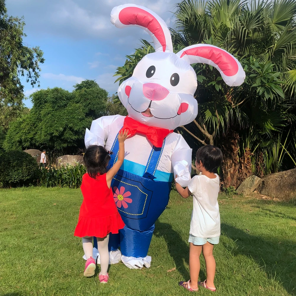 Pasen Bunny Opblaasbare Kostuums Anime Mascotte Ijsbeer Konijn Fancy Halloween Kerst Cosplay Party Jurk Past Voor Volwassen