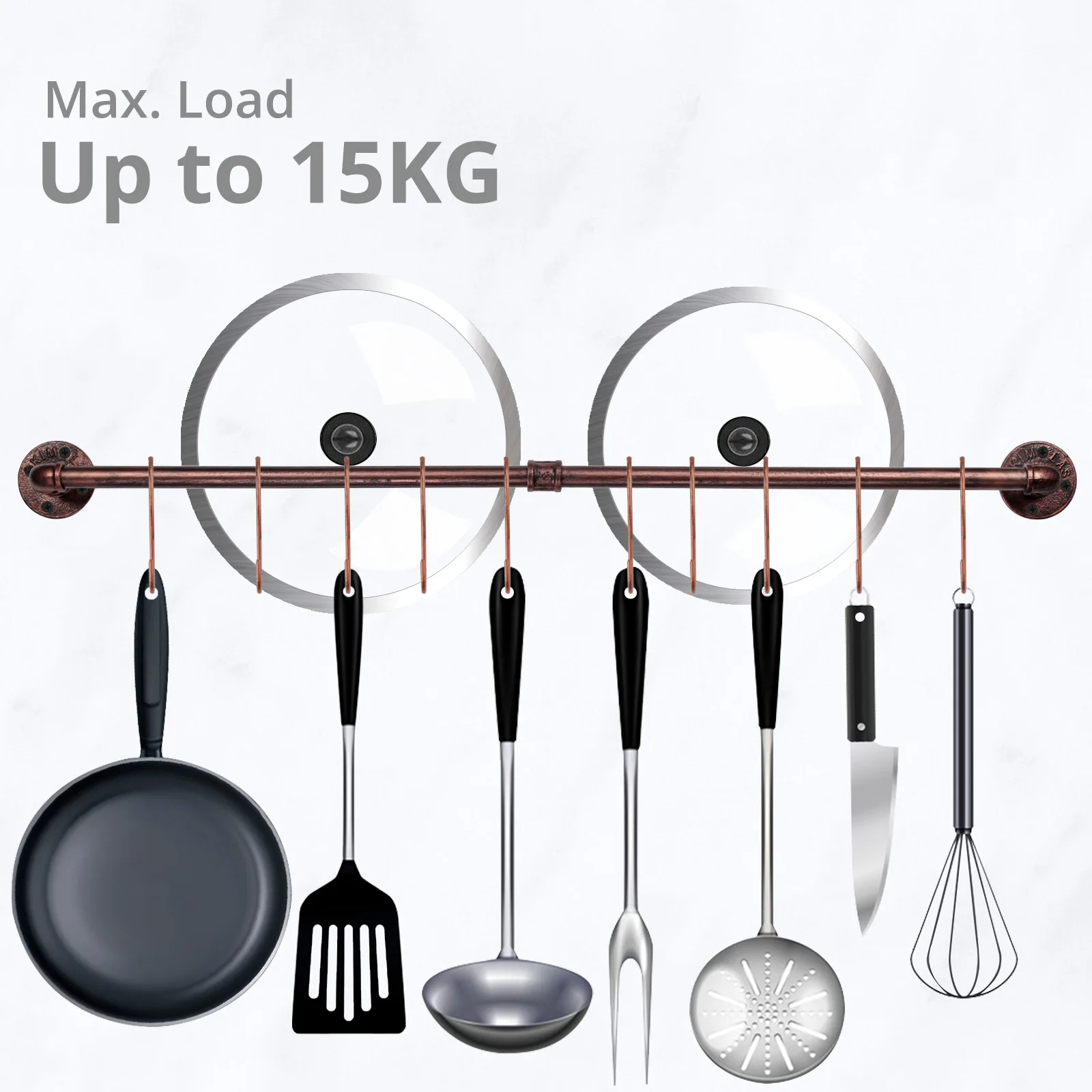 JUSTOOL 스테인레스 스틸 플랜지 행거 랙 키트 욕실 정원 주방 레일 냄비 용량 15kg 벽 마운트 홀더 레트로 베어링