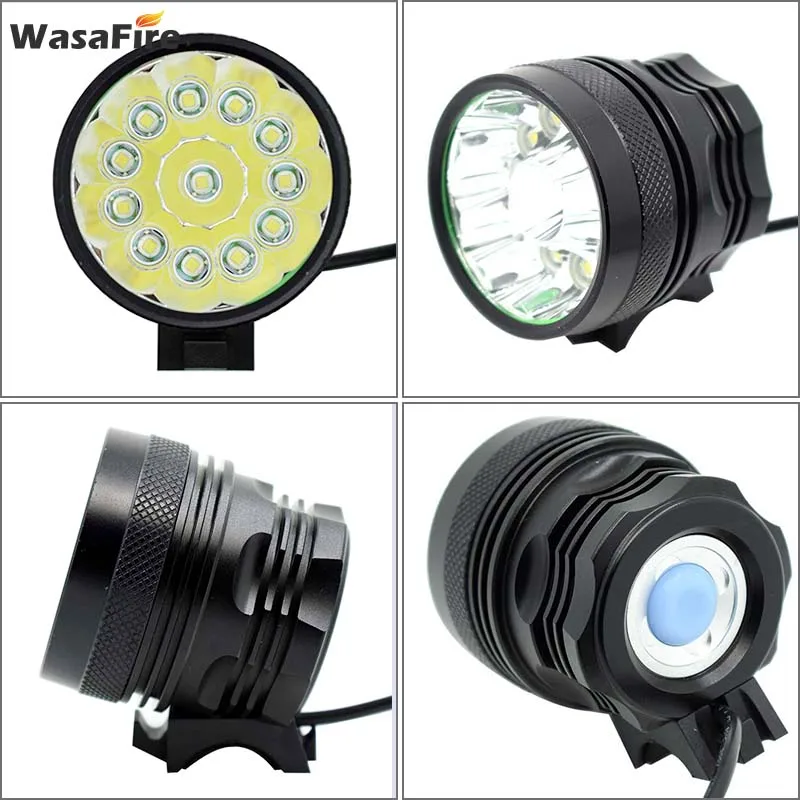 20000 Lumens Bike Headlight 12*T6 LED Bicycle Front Light Night Riding Cycling Head Lamp + 8.4V 18650 Battery Pack + Charger