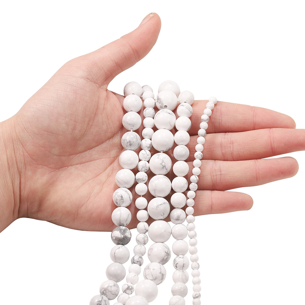 1strand/lot 4/6/8/10mm White Howlite Turquoises Round Loose Spacer Natural Stone Beads For DIY Bracelet Jewelry Makings Supplies image 5