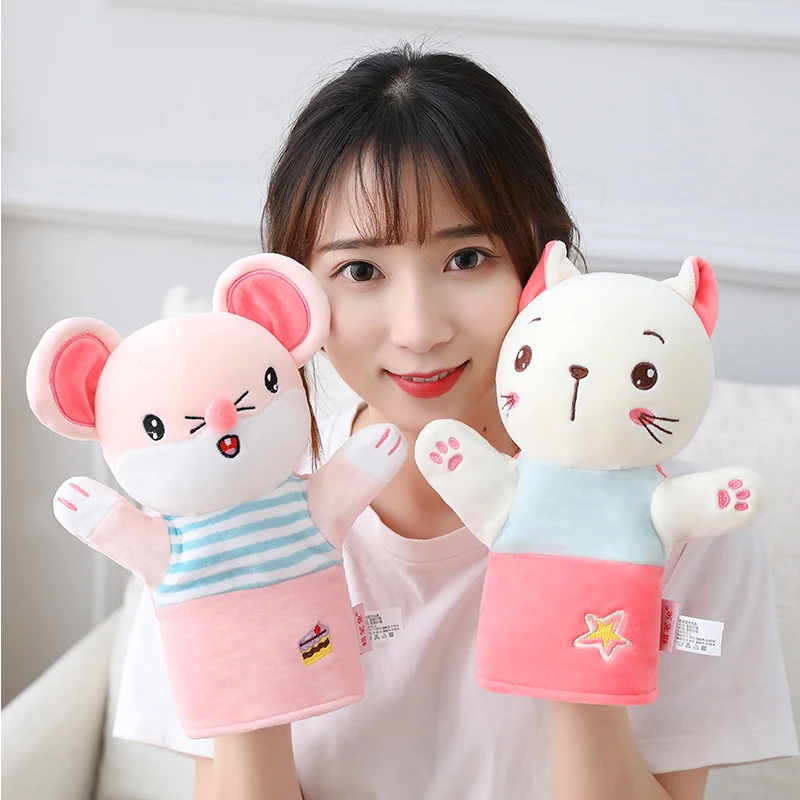 Cartoon Hand Puppet Cute Tease Baby Child Zoo Plush Animal Hand Glove Puppet Finger Sack Stuffed doll Funny Kids Birthday Gift