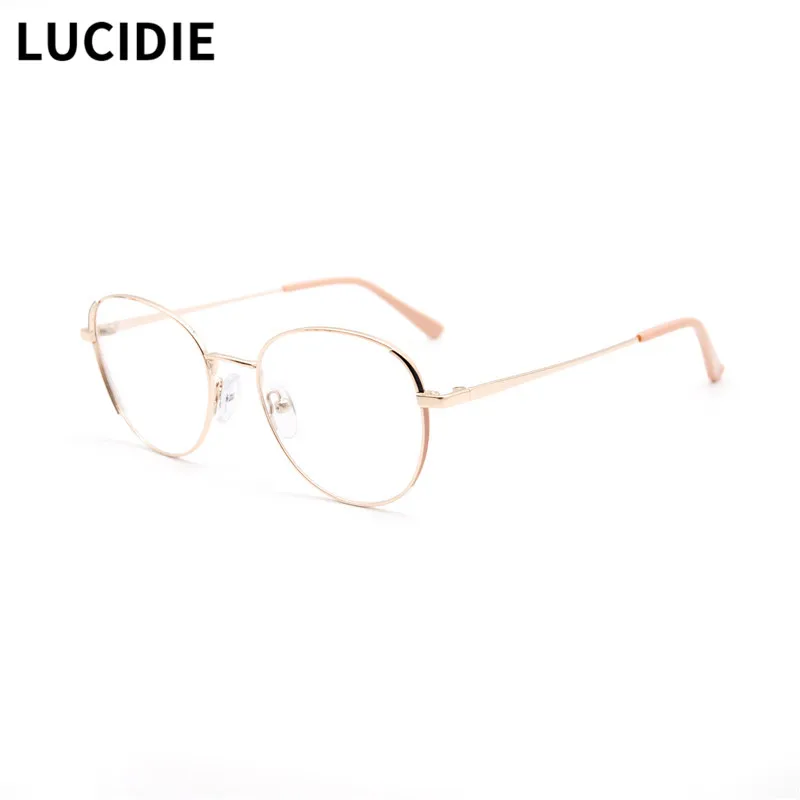 

LUCIDIE 2021 Women Optical Myopia Glasses Frame Female Fashion Round Prescription EyeGlasses Metal Spectacles Clear Lens Eyewear