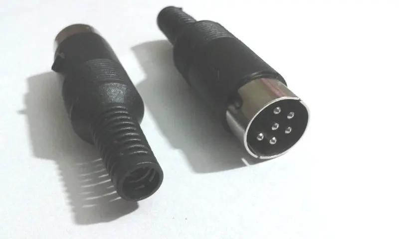 200pcs 6 Pin DIN male Plug Cable Connector with Plastic Handle New