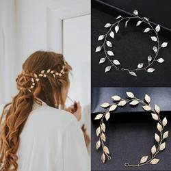 Gold Color Bridal Tiaras Headbands for Wedding Hair Accessories Women Hair Jewelry Leaf Headdress Ornaments for Brides