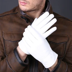 Fashion Genuine Leather White Gloves For Women Man Solid Wrist Buttons Female Lambskin Driving Glove 2021