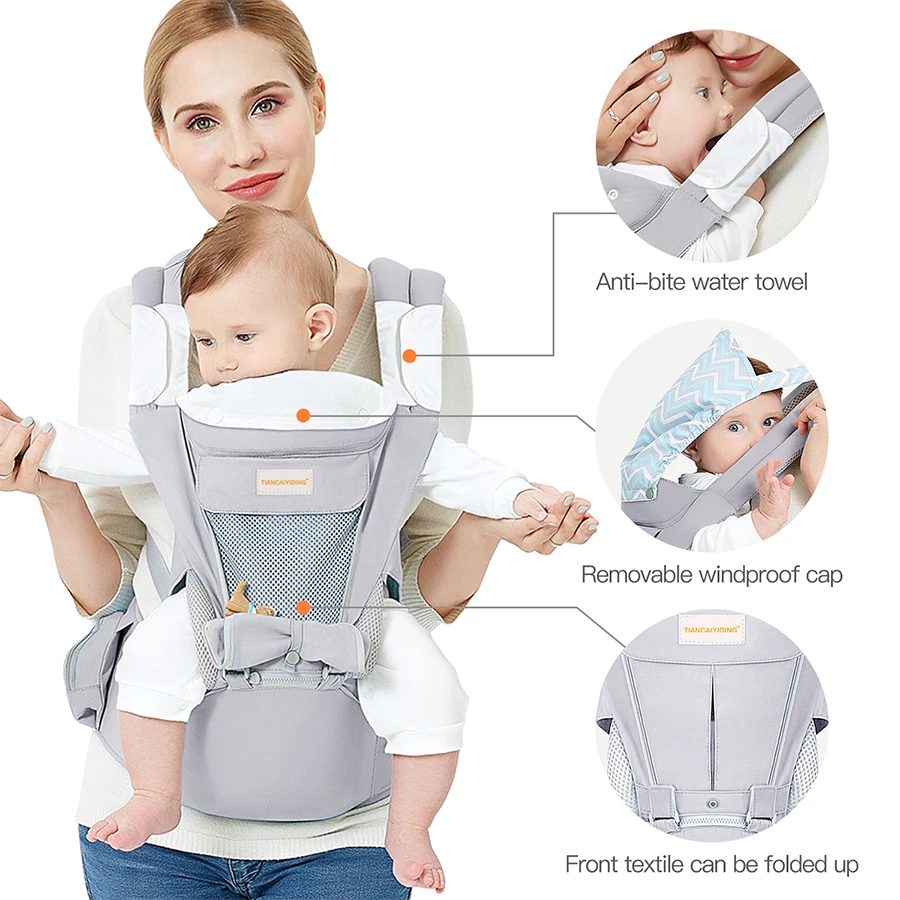 Baby carrier canguru, ergonômico, respirável, com alça, virado para a frente do bebê, recém-nascido, viagem de 0-48 meses, bolsa para bebê