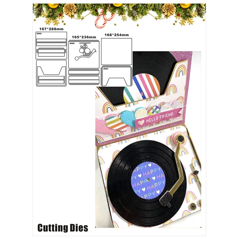 

New Carton Within Phonograph Craft Embossing Mold 2021 Metal Cutting Dies For DIY Decorative Scrapbooking Album Card Making