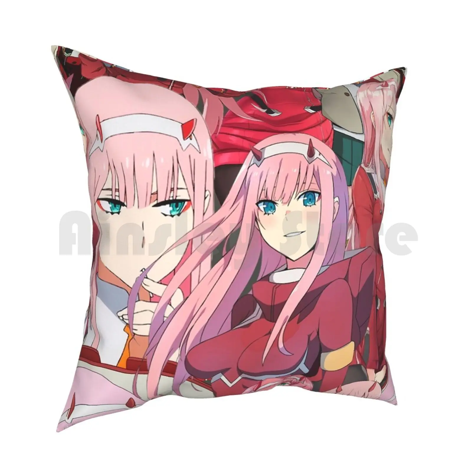 Zero Two Tribute Pattern Pillow Case Printed Home Soft DIY Pillow cover 014 015 016 Darling In The Franxx Franxx Zero Two