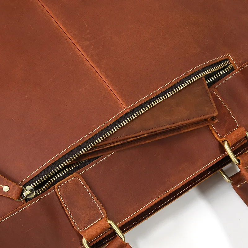 Newsbirds Mens Leather Handbag 15.6 Inch PC Notebook Laptop Briefcase Shoulder Bag 100% Cowhide Man Bag Male Business Bag