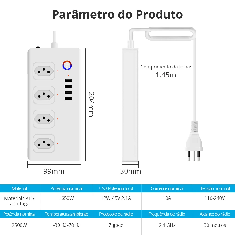 Zemismartチュウヤジグビースマートソケット電子プロテクター10Aプラグラインフィルタ4個別回路遮断器smartthings