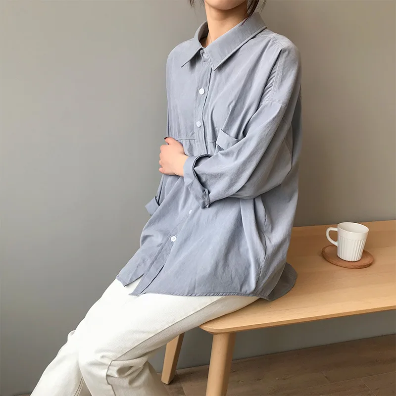 2023 Spring Shirt For Women Long Sleeve Loose Casual Solid Women Shirts Harajuku Blouse Mujer Blusas Tops Femme Vintage Fashion