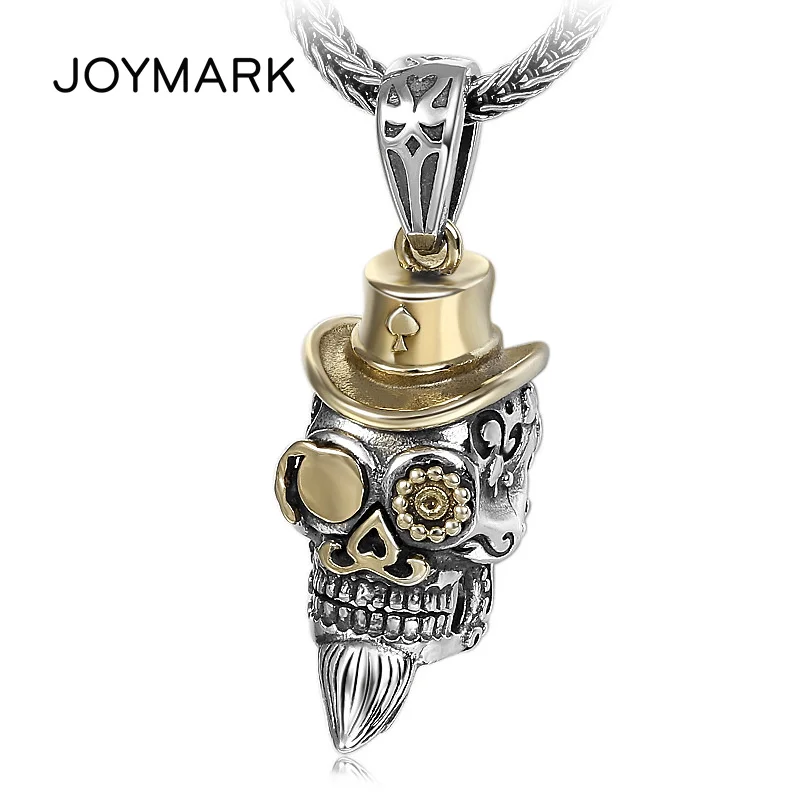 S925 Sterling Silver Skull Pendant For Men and Women Thai silver Retro Hip-hop Jewelry Yuppie Necklace Skeleton Pendant TSP237