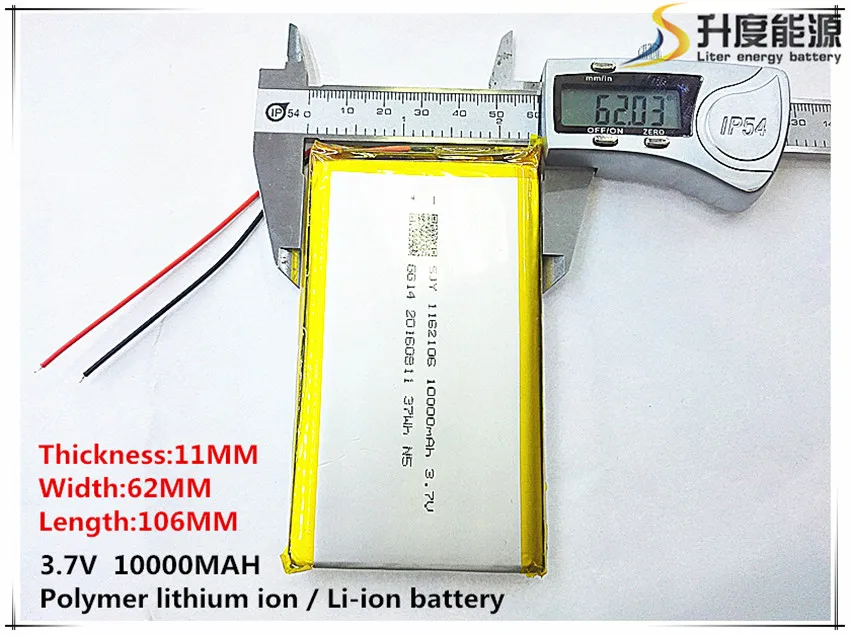 1pcs [SD] 3.7V,10000mAH,[1162106] Polymer lithium ion / Li-ion battery for TOY,POWER BANK,GPS,mp3,mp4,cell phone,speaker