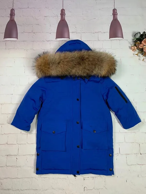 Real fur Hood Brand coat 2021 Winter Jacket Girl White Duck Down jackets Long Parka Child down coats children snow wea         r