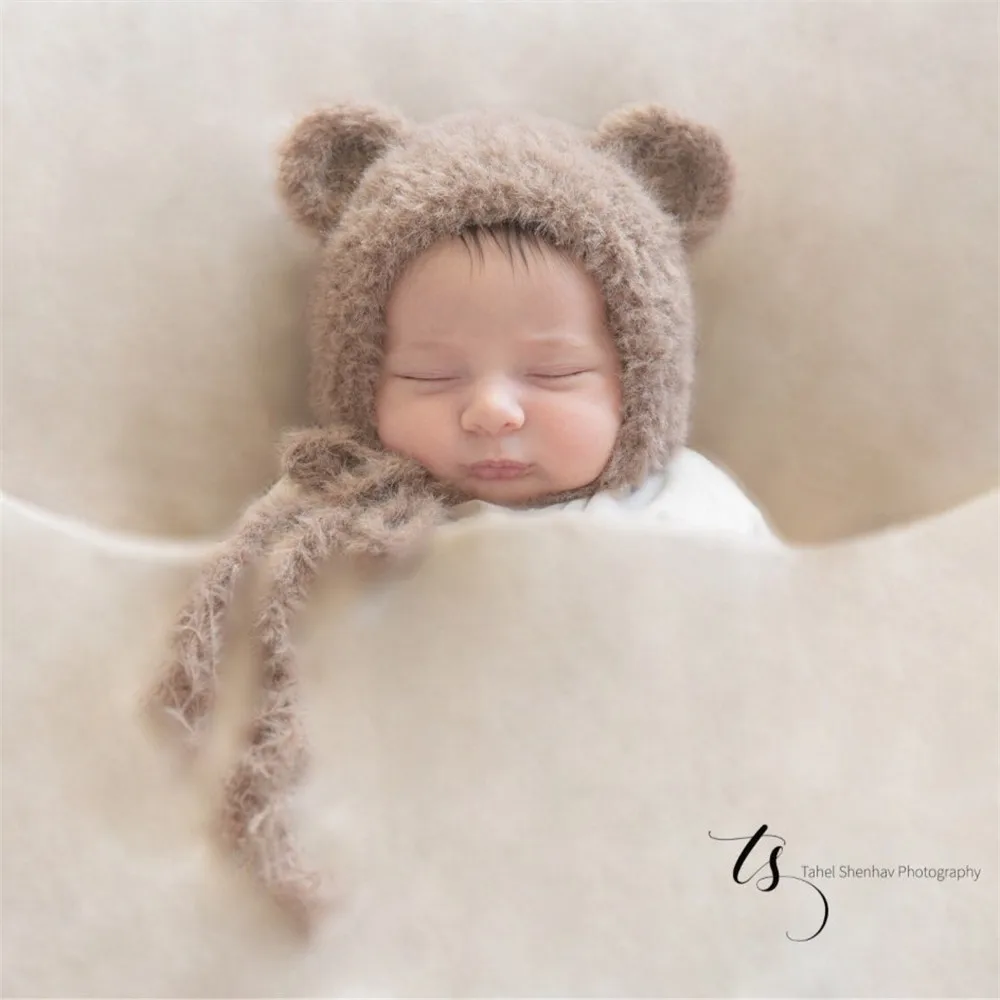 Baby Bear Bonnet Newborn Bear Bonnet Newborn Hat  Newborn Photography Props Indoor DIY Photo Studio Accessories