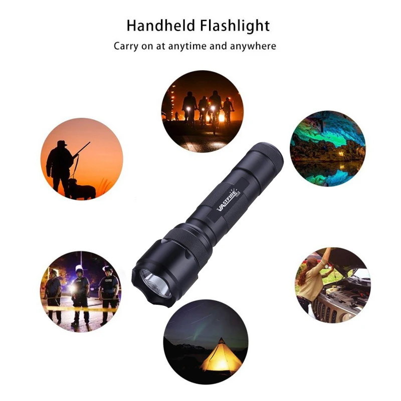 5000LM White/Green/Red Light LED Tactical Flashlight Waterproof Outdoor Torch Lamp Hunting Light For 18650+Mount+Remote Switch