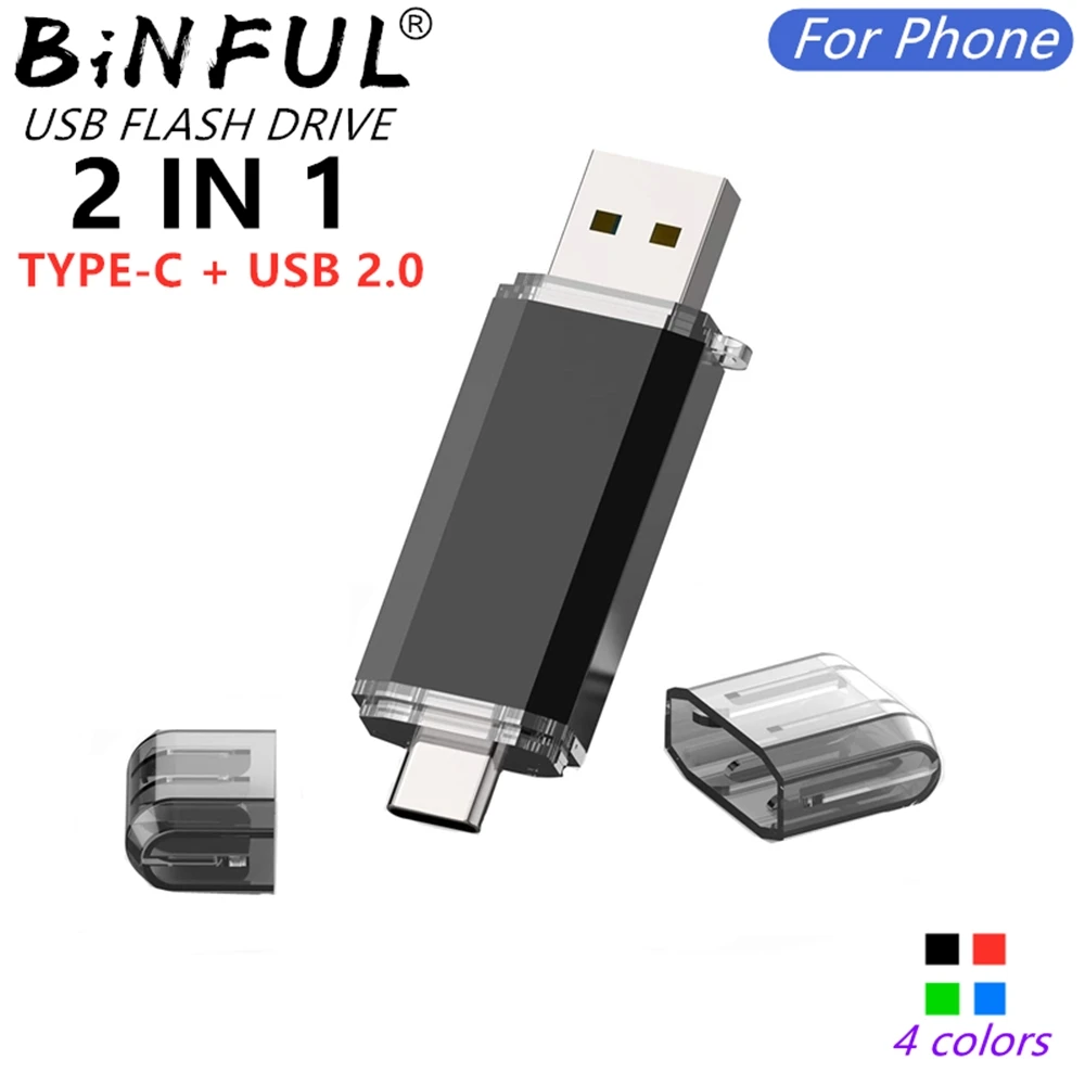 BiNFUL 100% Metal OTG Type-C USB Flash drive 128GB 256GB Phone pen drive 64gb 32gb 16gb 8g 4GB usb memory storage devices U disk