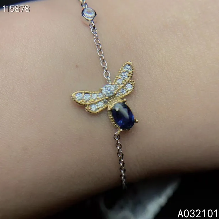 KJJEAXCMY fine jewelry S925 sterling silver inlaid natural sapphire Girl new elegant hand Bracelet Support test Chinese style