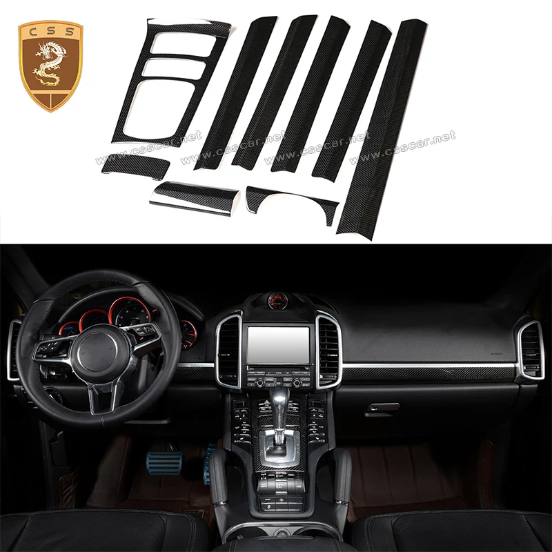 

Real Carbon Fiber Interior Trim Dash Kit Central Console Cover Door Trim interior decoration For Porsch Cayenne 958 11-17