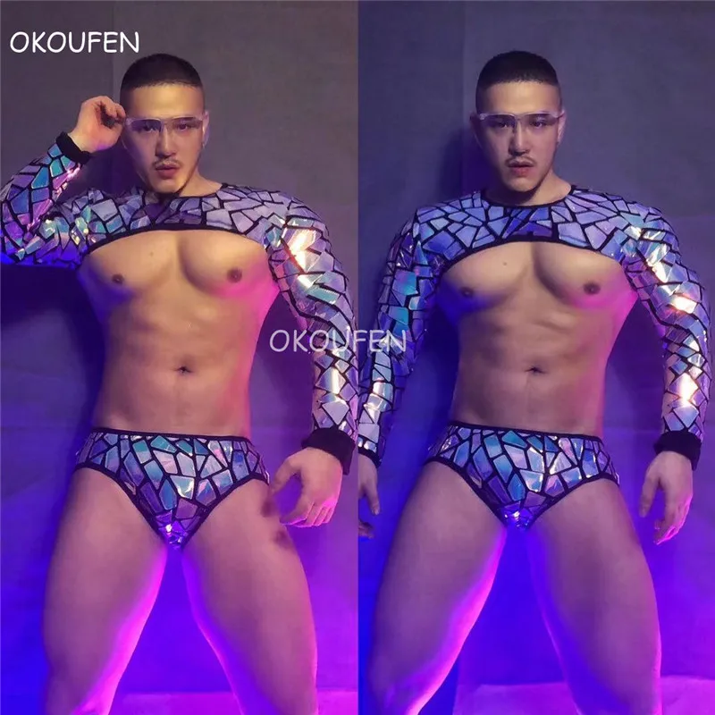 Bar Nightclub men's gogo clothing Sexy Night Scene Ds Illusion Technology Future Theme Party Mirror Dance wear