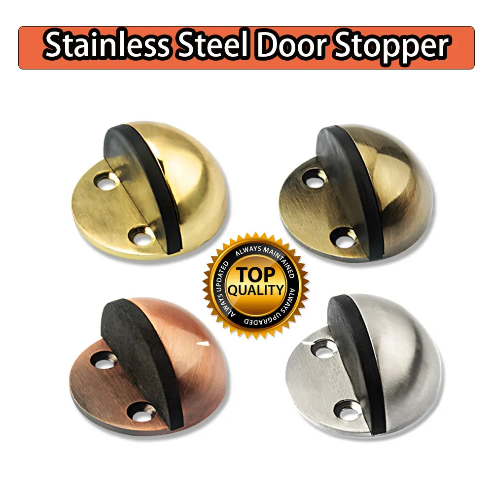 Stainless Steel Rubber Door Stopper Floor Non-Punching Sticker Hidden Door Holders Catch Floor Mounted Nail-free Doorstops