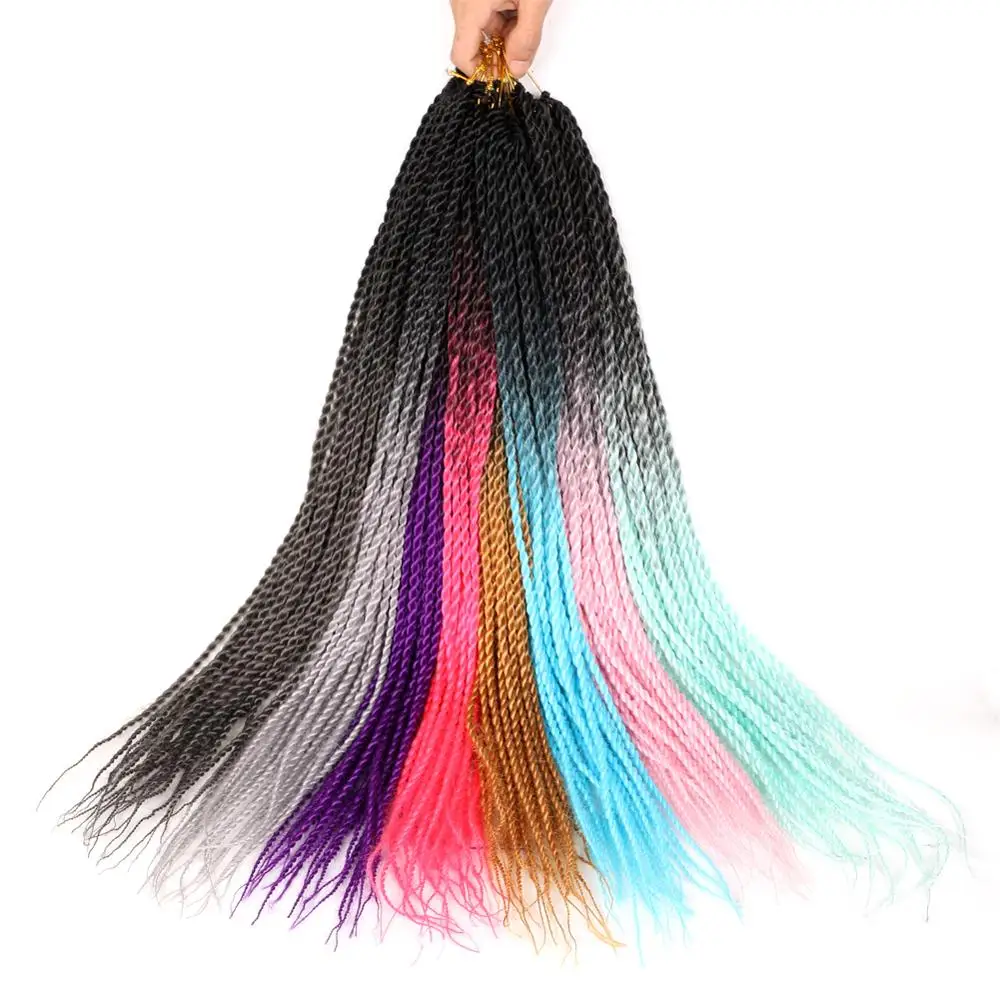 Mtmei Hair Black Grey Blue Purple Pink Senegalese Twist Hair Crochet braids 22inch 20Strands/Pack Ombre Braiding Hair Extensions