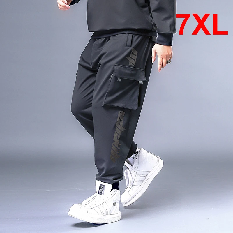 Baggy Pants Men Hip Hop Streetwear Cargo Pant Big Size 7XL Sweatpants Male Jogger Oversize Fashion Trousers Black HX531