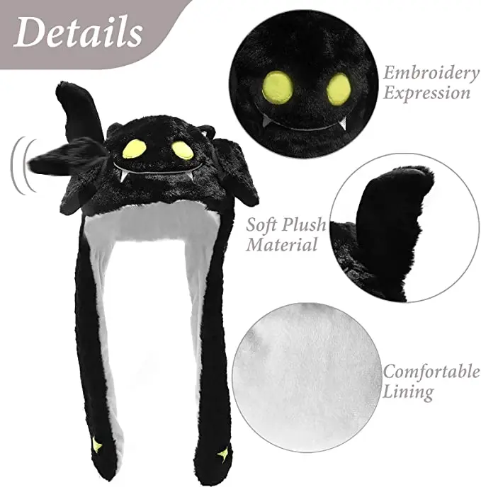 Orelha movendo salto chapéu engraçado pelúcia fantasma chapéu unisex earflaps orelhas móveis chapéu cosplay festa de halloween chapéu para crianças meninos meninas